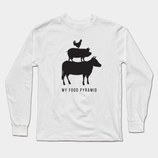 My Food Pyramid - Carnivore Diet Humour - Black Long Sleeve T-Shirt